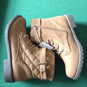 Tan Quilted Ankle Boots